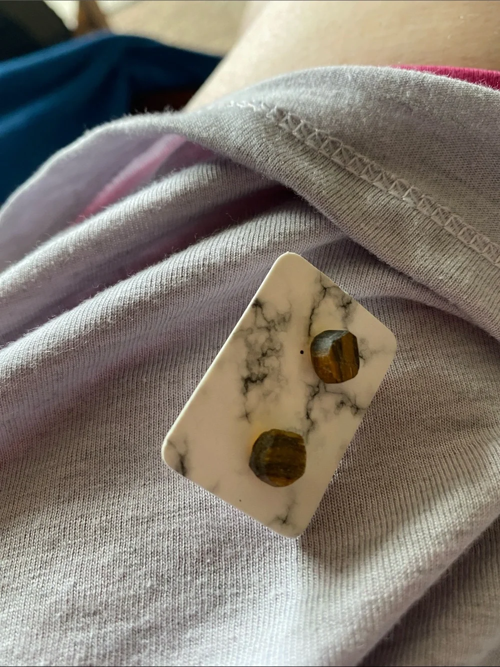 🆕 New Tiger Eye Crystal Stud Gemstone Earrings, gold posts-reposhing